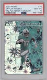 Jaylen Waddle from the 2021 Panini NFL Player of the Day set featuring a Kaboom parallel graded by PSA and given an overall grade of 10.