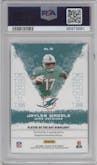 Jaylen Waddle from the 2021 Panini NFL Player of the Day set featuring a Kaboom parallel graded by PSA and given an overall grade of 10.