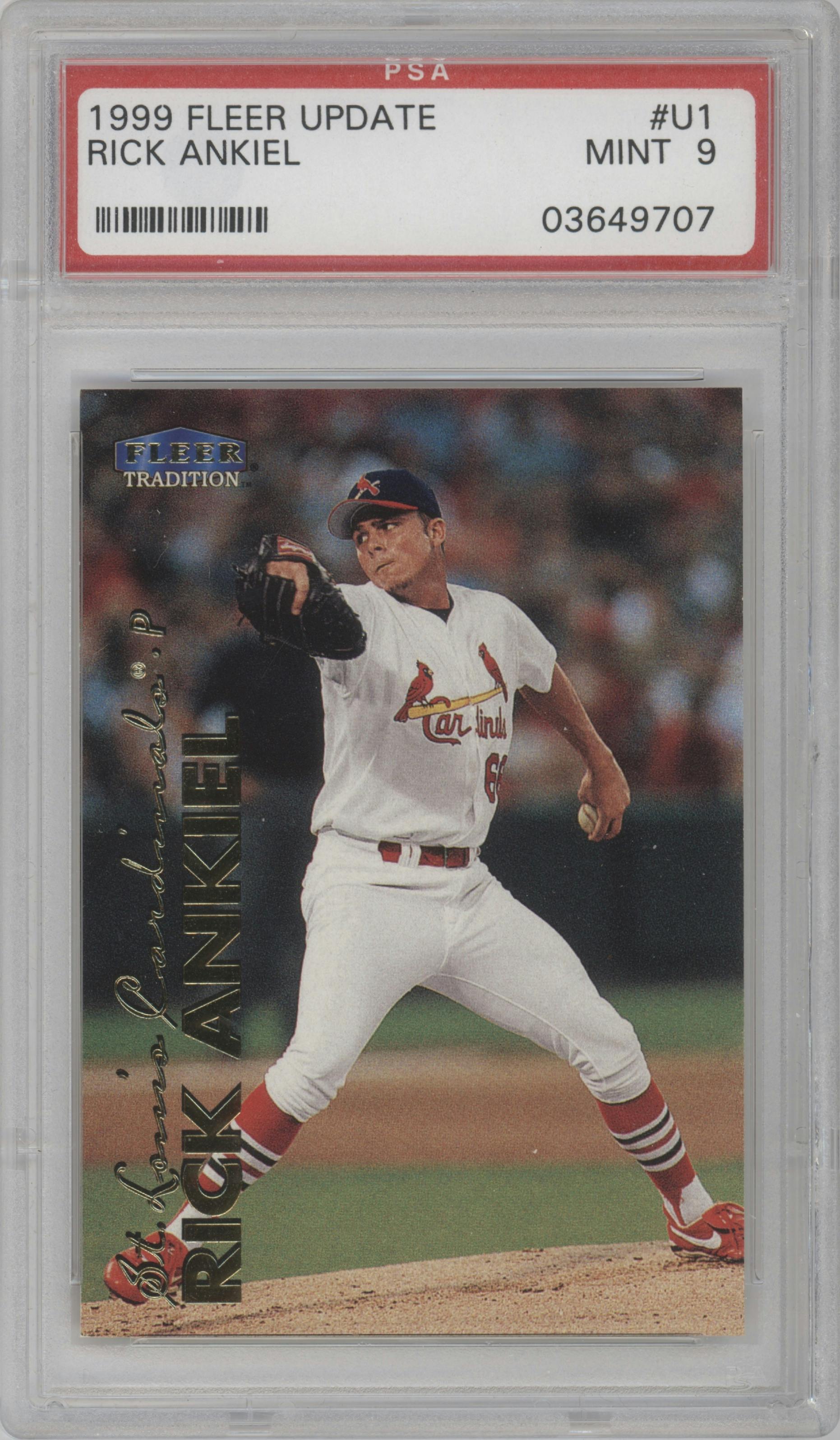 Rick Ankiel from the 1999 Fleer Tradition Update set graded by PSA and given an overall grade of 9.
