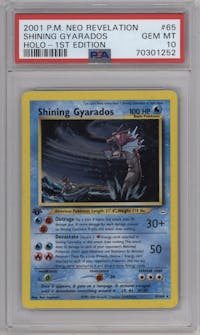 Shining Gyarados from the 2001 Pokemon Neo Genesis set graded by PSA and given an overall grade of 10.