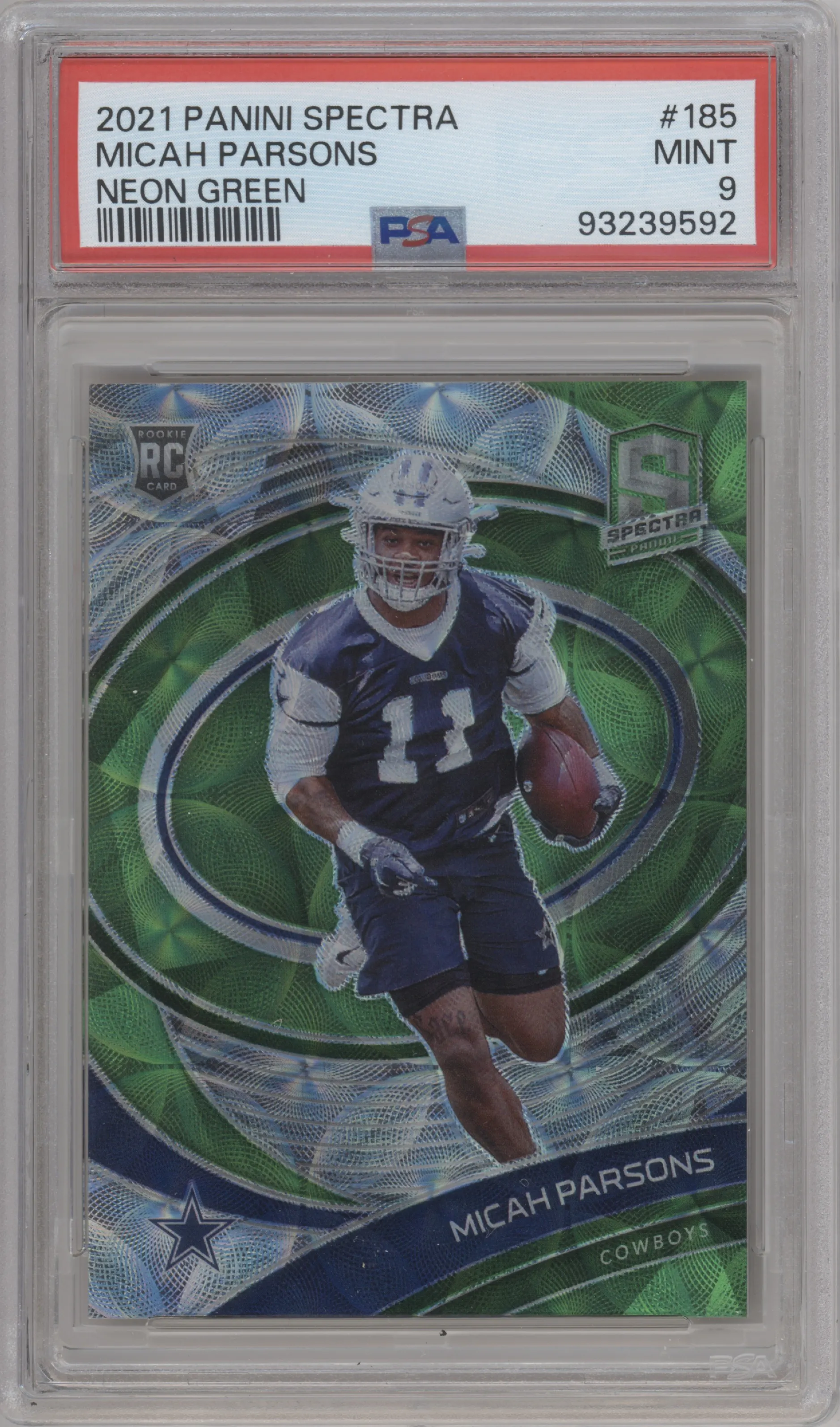 2021 Panini Spectra Micah Parsons Neon Green PSA 9
