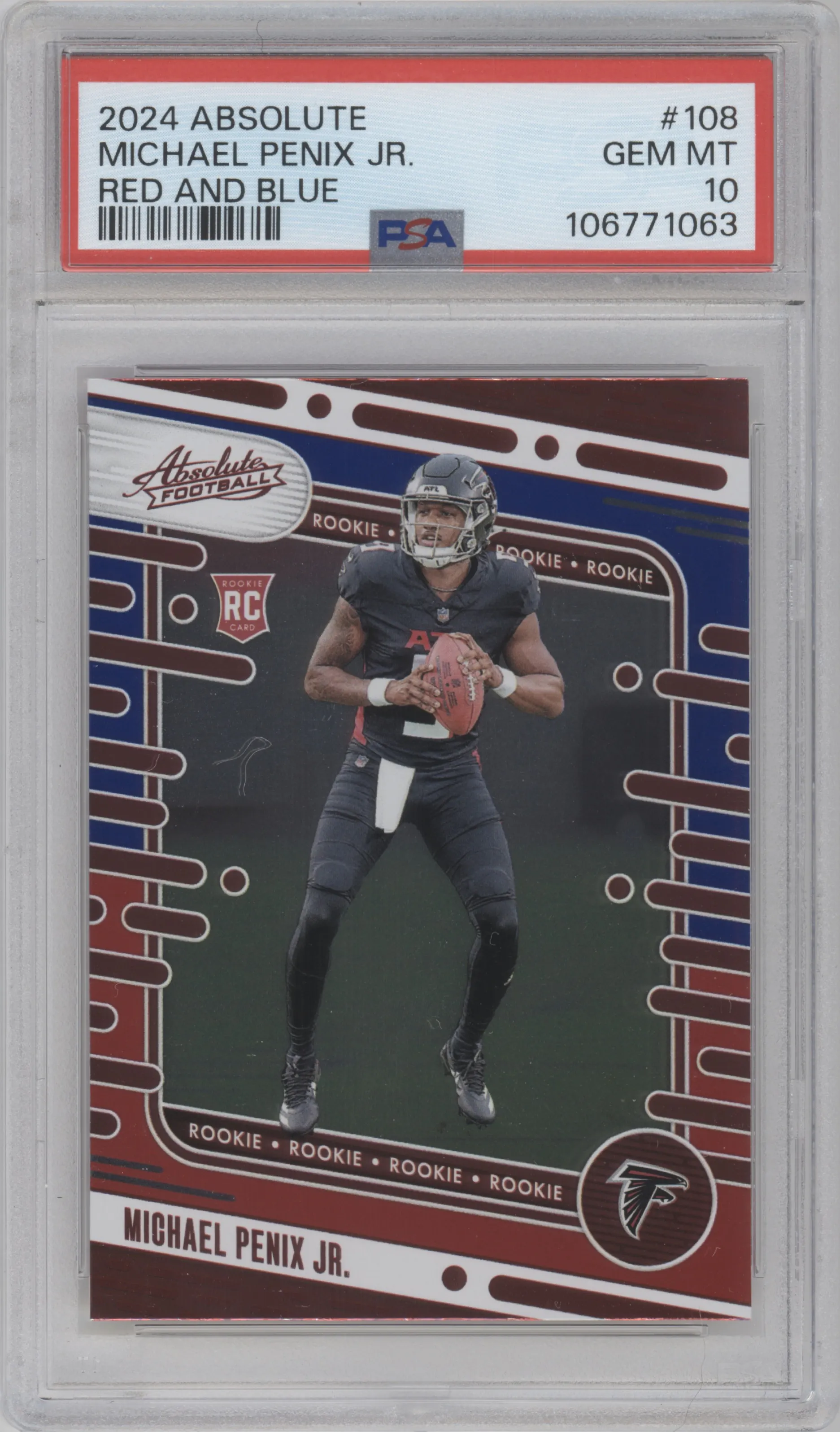 2024 Panini Absolute Michael Penix Jr. Red & Blue #108 PSA 10