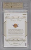 Lonzo Ball from the 2017-18 Panini Flawless set featuring a Ruby  parallel graded by Beckett and given an overall grade of 9.5.