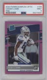 CeeDee Lamb from the 2020 Panini Donruss Optic set featuring a Pink parallel graded by PSA and given an overall grade of 9.