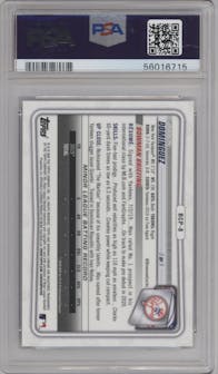 Jasson Dominguez from the 2020 Bowman Sapphire Edition set graded by PSA and given an overall grade of 10.