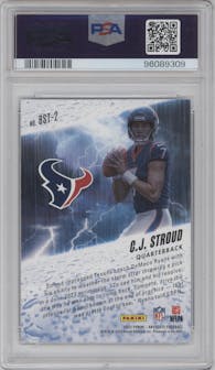 C.J. Stroud from the 2023 Panini Absolute set graded by PSA and given an overall grade of 10.