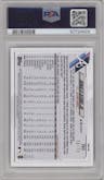 Ronald Acuna Jr. from the 2021 Topps Series 1 set featuring a Independence Day parallel graded by PSA and given an overall grade of 10.