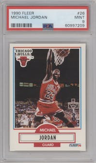 Michael Jordan from the 1990-91 Fleer set graded by PSA and given an overall grade of 9.