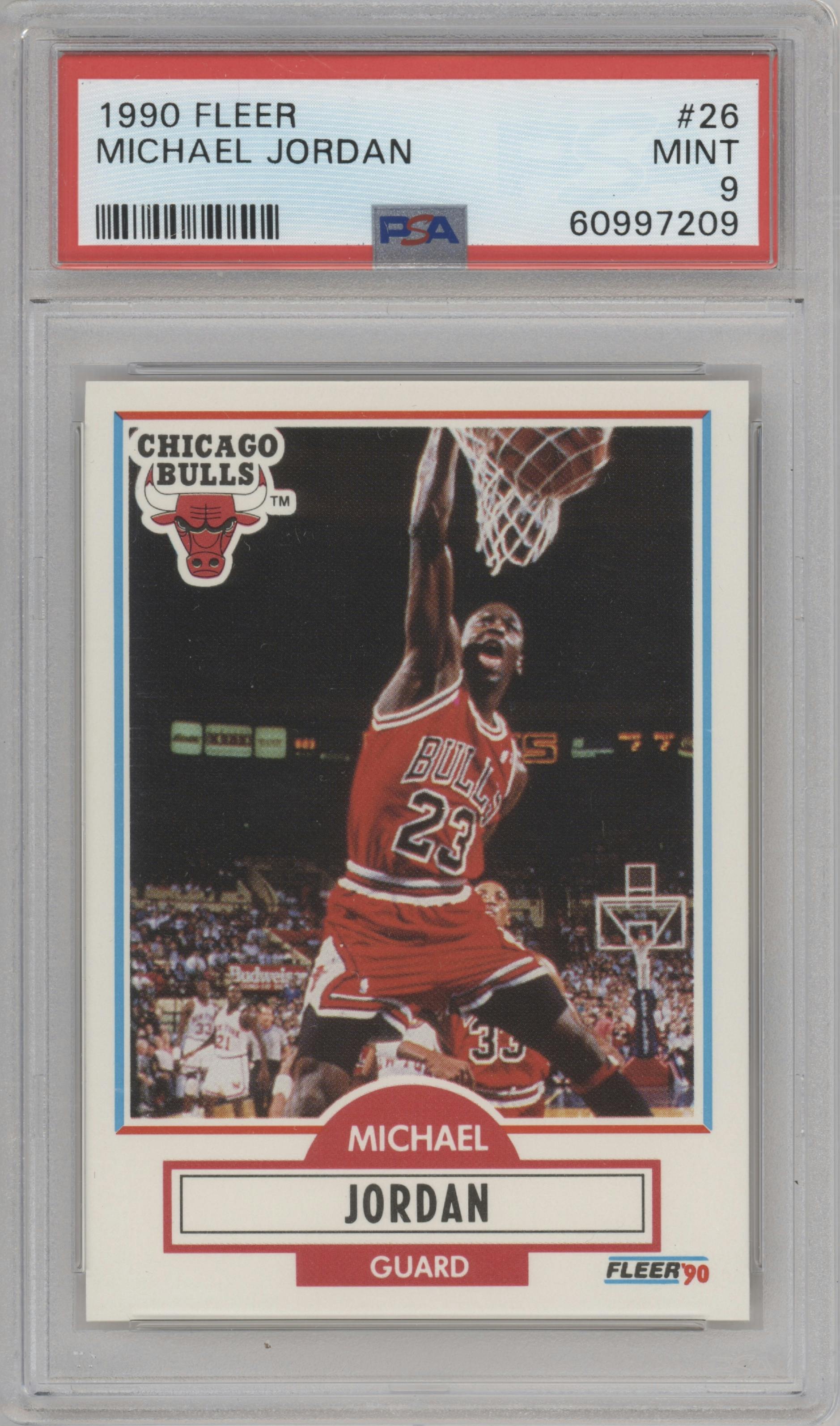 Michael Jordan from the 1990-91 Fleer set graded by PSA and given an overall grade of 9.