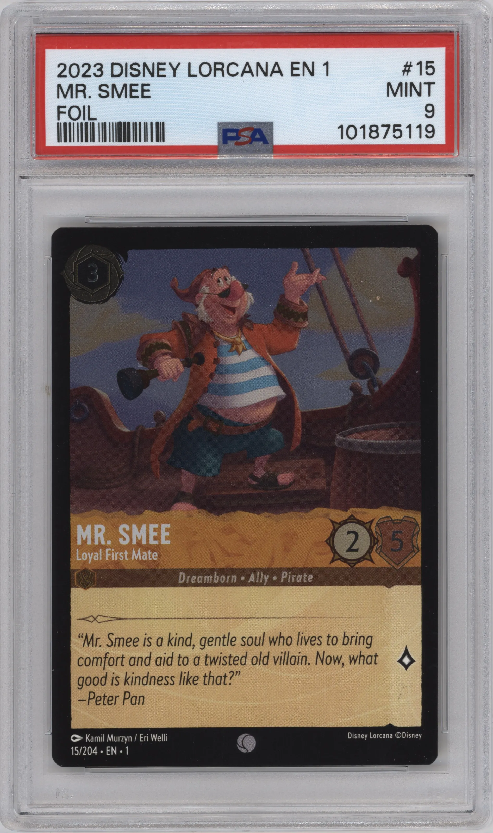 2023 Disney Lorcana The First Chapter Mr. Smee Foil #15 PSA 9
