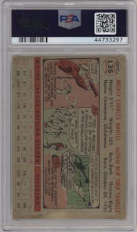 Mickey Mantle from the 1956 Topps set graded by PSA and given an overall grade of 2.