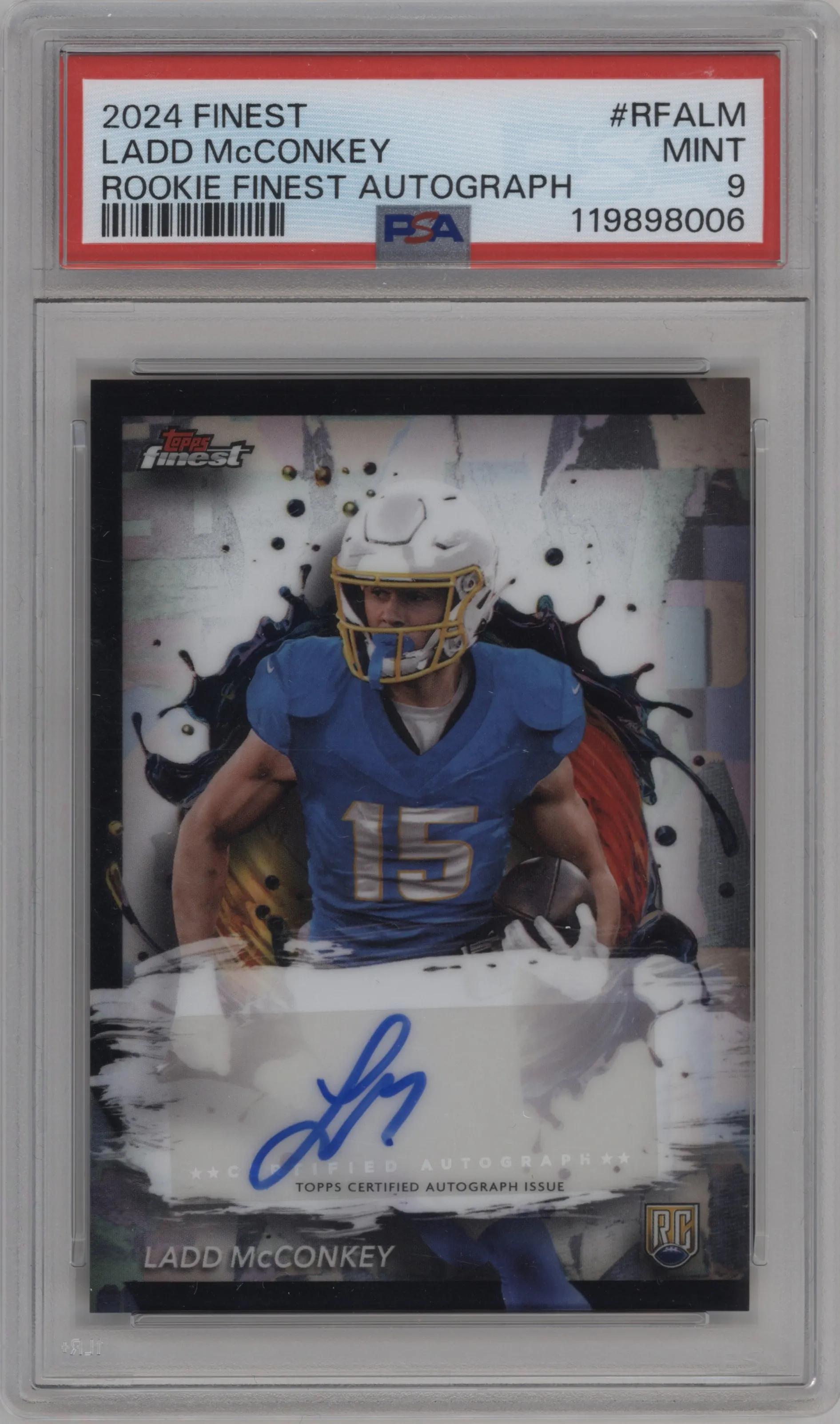 2024 Finest Rke.Auto Ladd McConkey #RFA-LM PSA 9