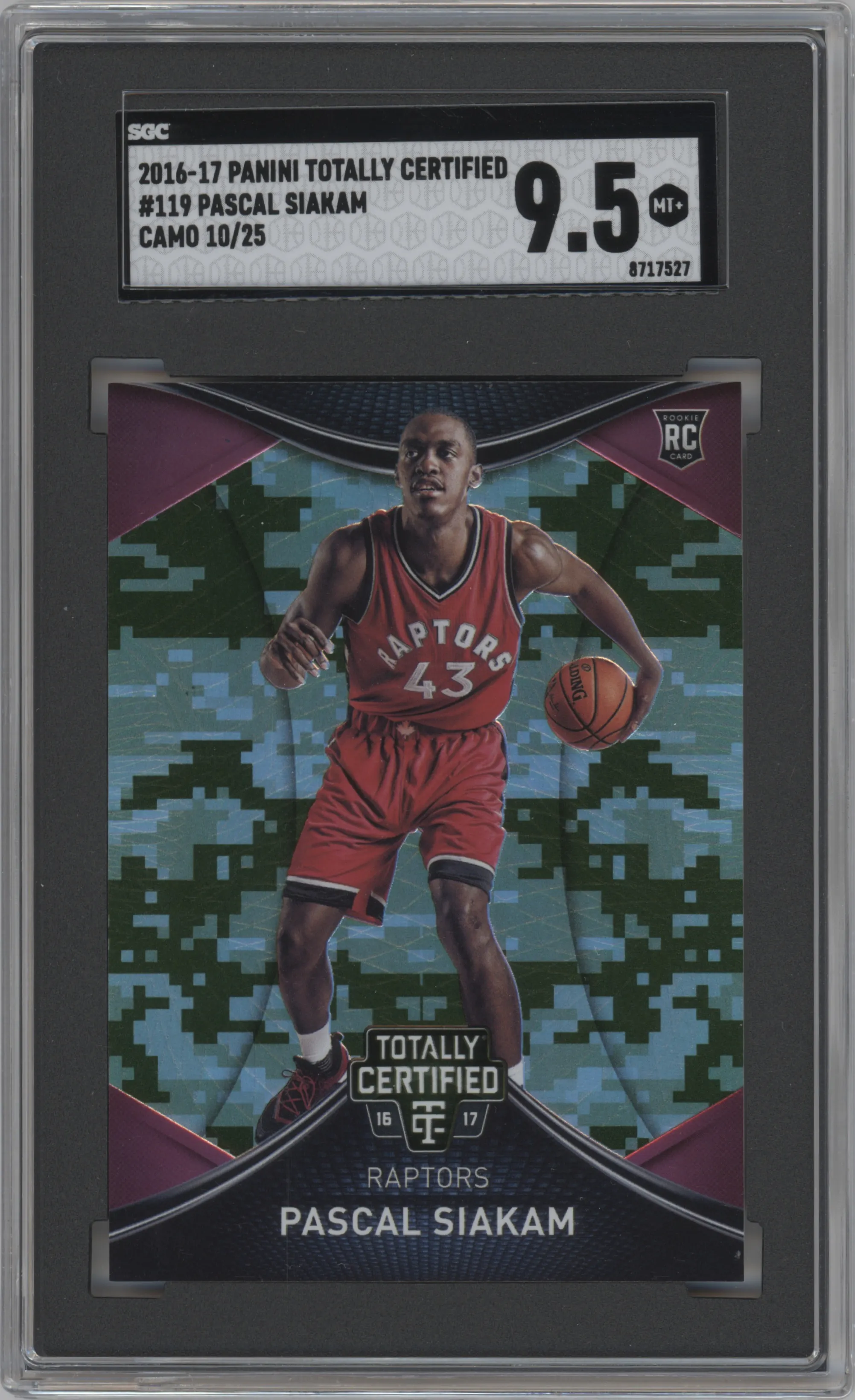 2016 Panini Totally Certified Pascal Siakam Camo SGC 9.5