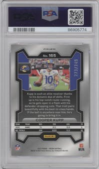 Cooper Kupp from the 2023 Panini Prizm set featuring a Orange Prizm parallel graded by PSA and given an overall grade of 9.
