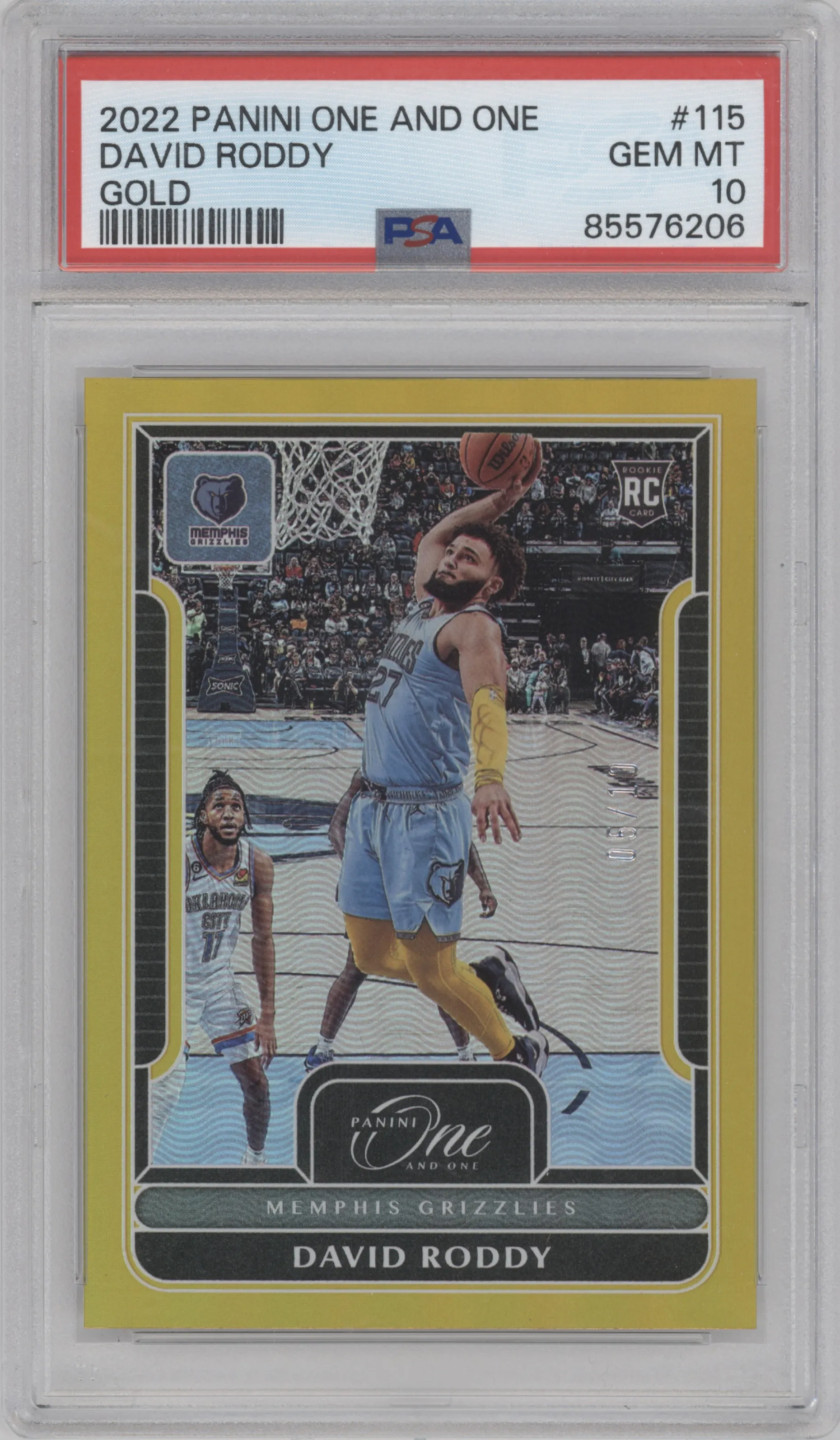 2022 Panini One and One David Roddy Gold PSA 10