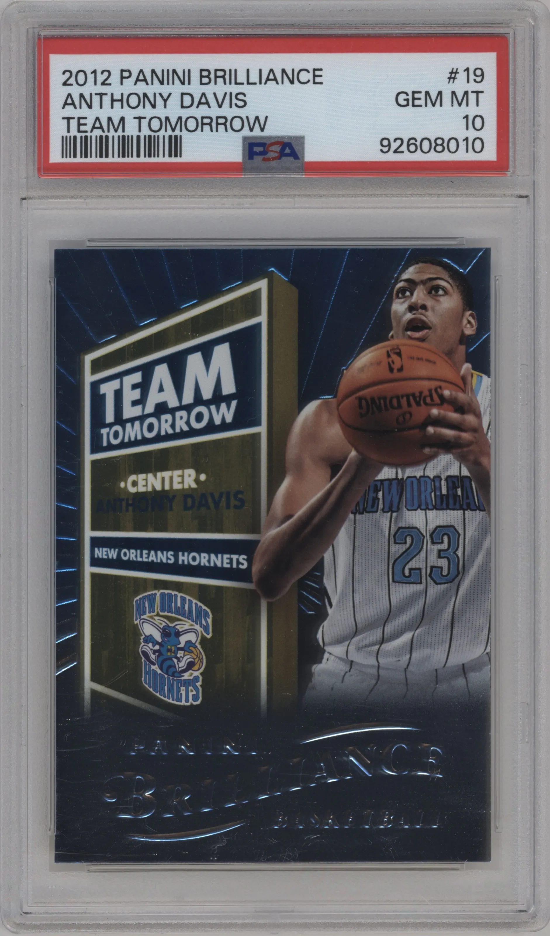 2012 Panini Brilliance Team Tomorrow Anthony Davis PSA 10