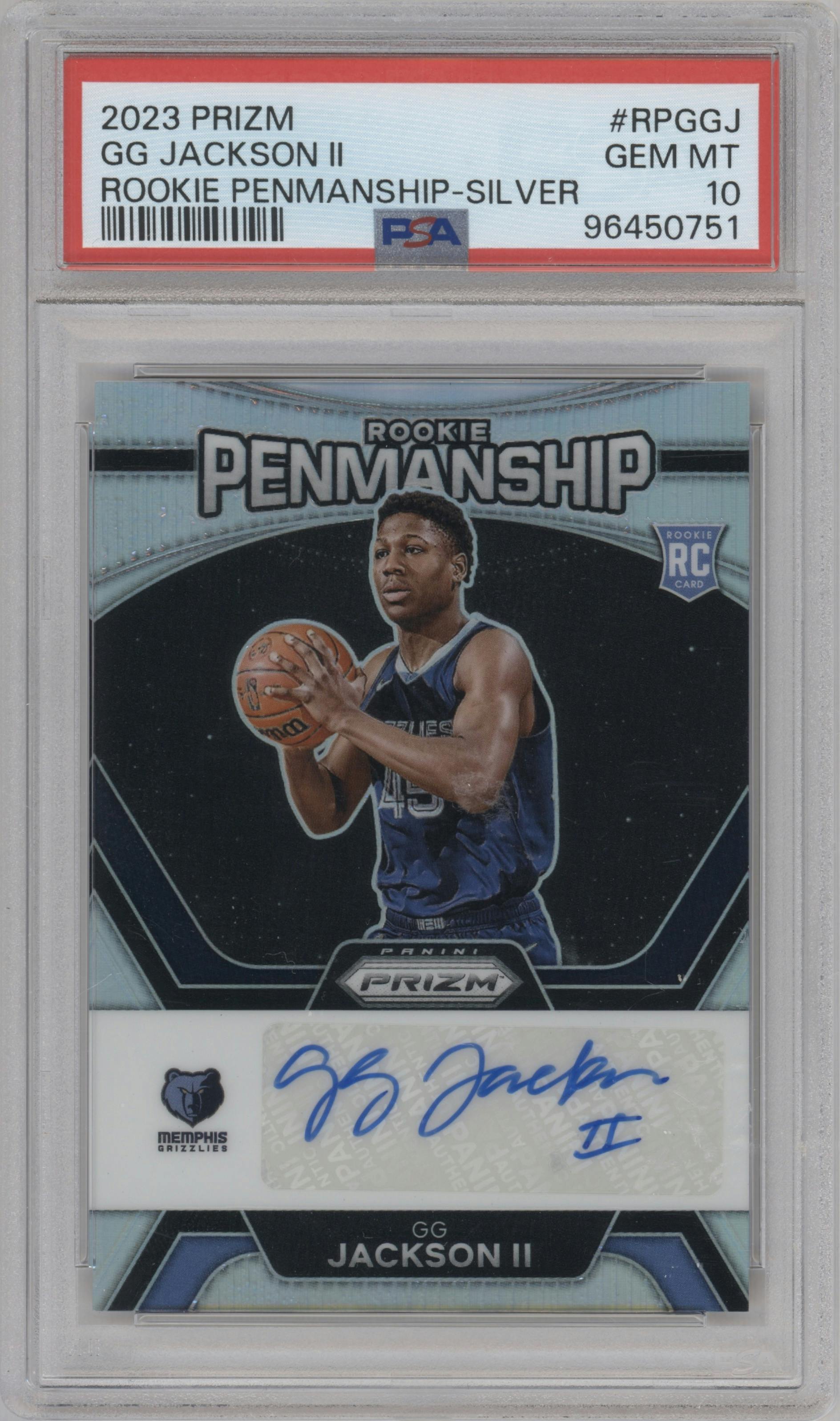 GG Jackson II from the 2023-24 Panini Prizm set featuring a Silver Prizm parallel graded by PSA and given an overall grade of 10.