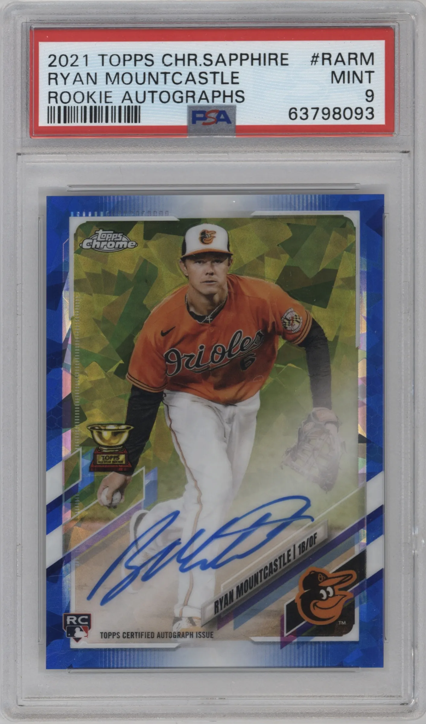 2021 Topps Chrome Sapphire Edition Rke.Auto Ryan Mountcastle PSA 9