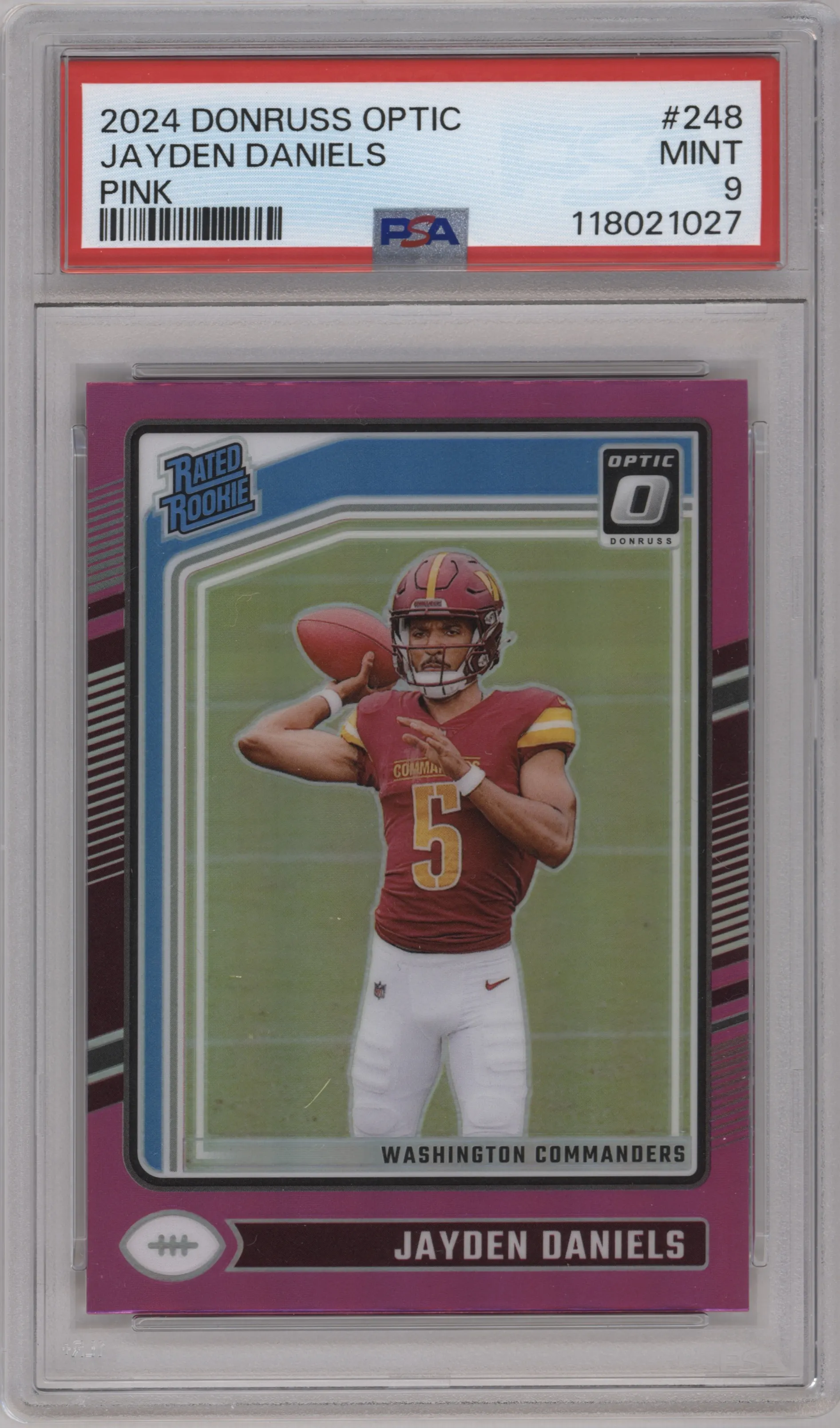 2024 Donruss Optic Rated Rookie Jayden Daniels Pink #248 PSA 9