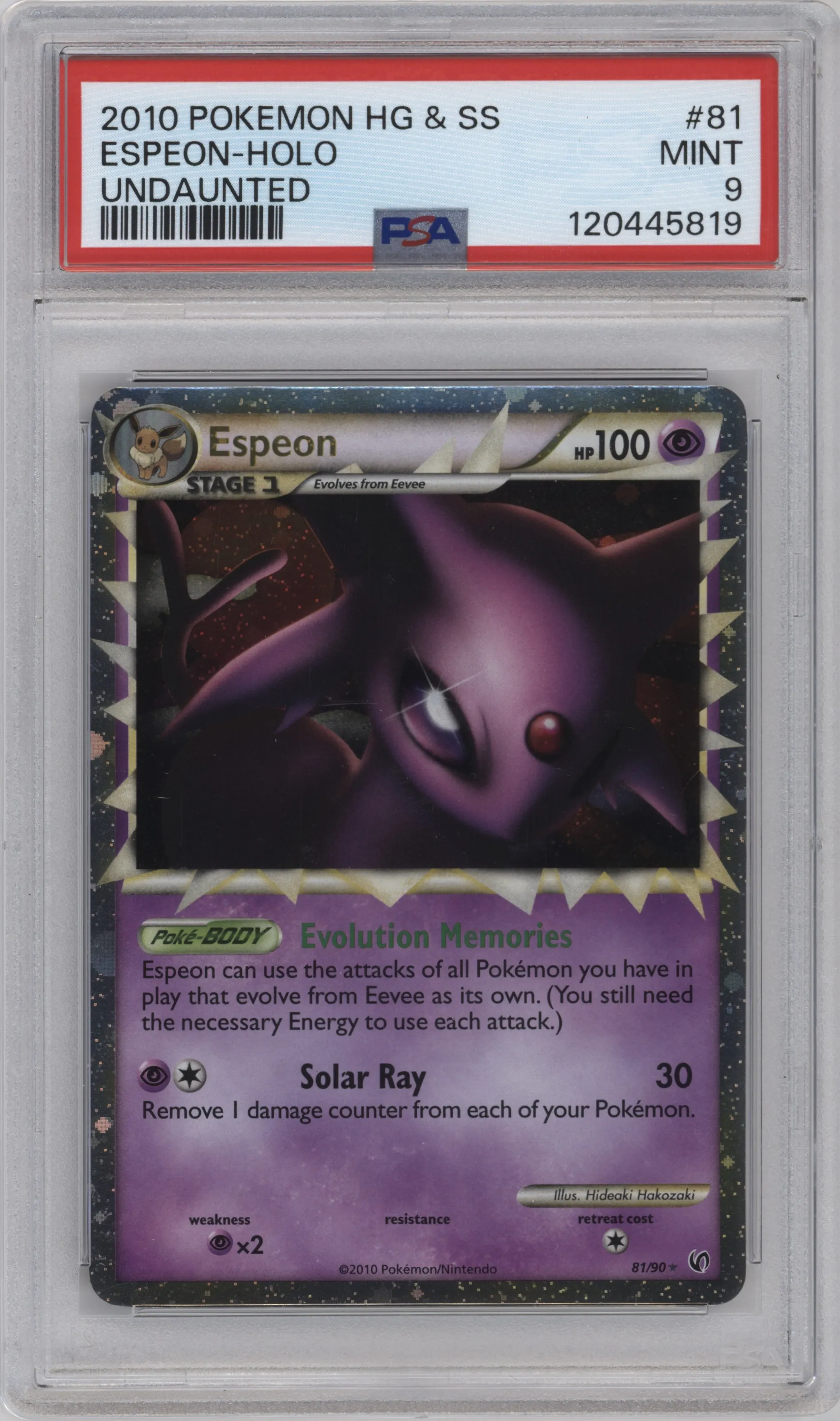 2010 Pokemon HG & SS Undaunted Espeon #81 PSA 9