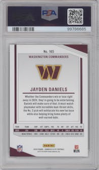 Jayden Daniels from the 2024 Panini Donruss Elite set graded by PSA and given an overall grade of 10.