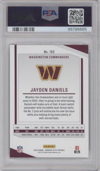 Jayden Daniels from the 2024 Panini Donruss Elite set graded by PSA and given an overall grade of 10.