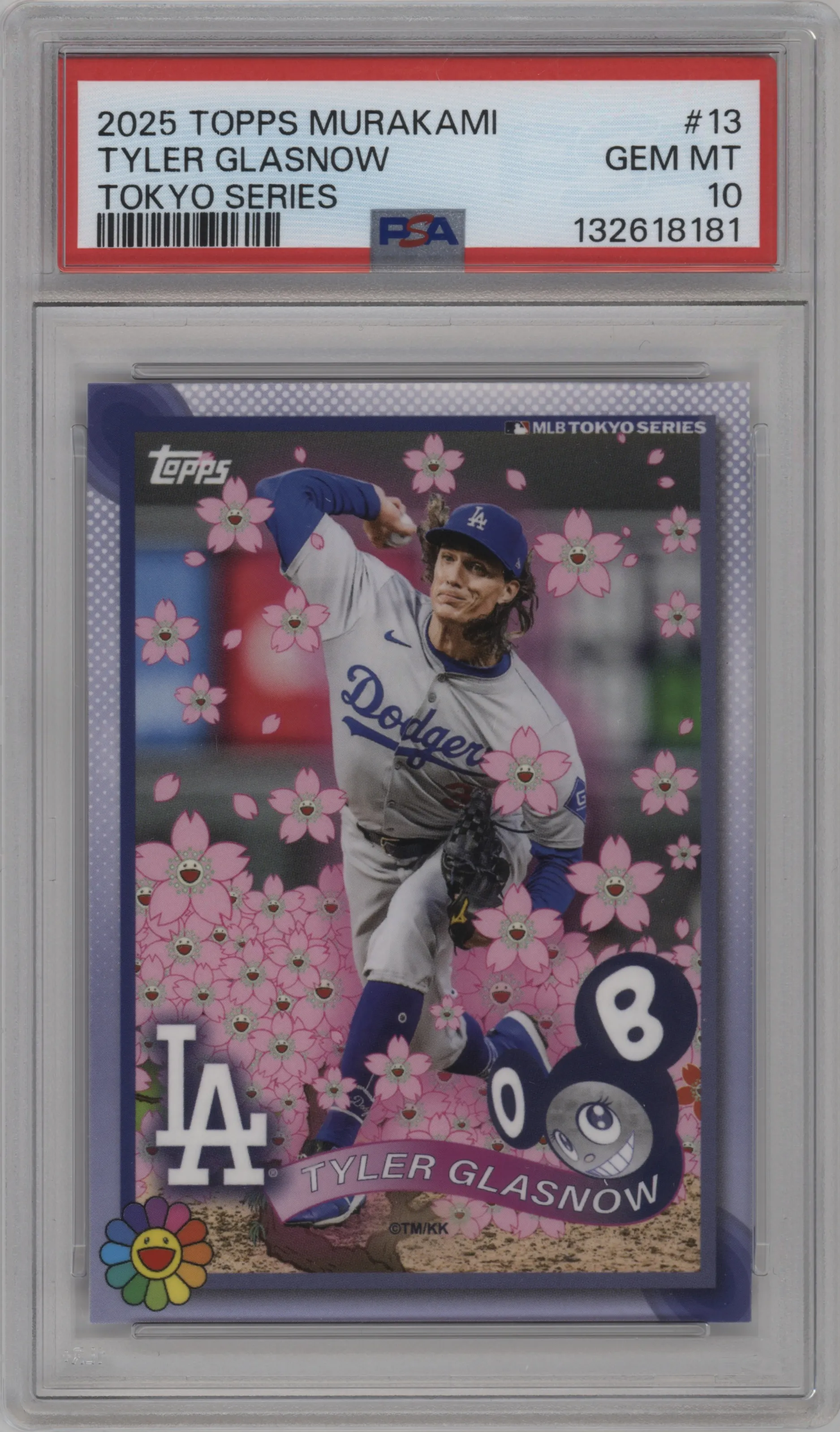 2025 Topps MLB World Tour Tokyo Series Takashi Murakami Complex Exclusive Tyler Glasnow #13 PSA 10