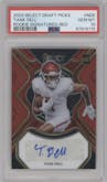 Tank Dell from the 2023 Panini Select Draft Picks set featuring a Red Prizm parallel graded by PSA and given an overall grade of 10.