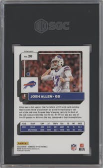 Josh Allen from the 2022 Panini Donruss Optic set featuring a  Pink Velocity parallel graded by SGC and given an overall grade of 9.5.