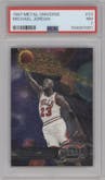 Michael Jordan from the 1997-98 Metal Universe set graded by PSA and given an overall grade of 7.