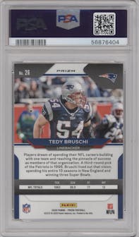 Tedy Bruschi from the 2020 Panini Prizm set featuring a Red Prizm parallel graded by PSA and given an overall grade of 10.