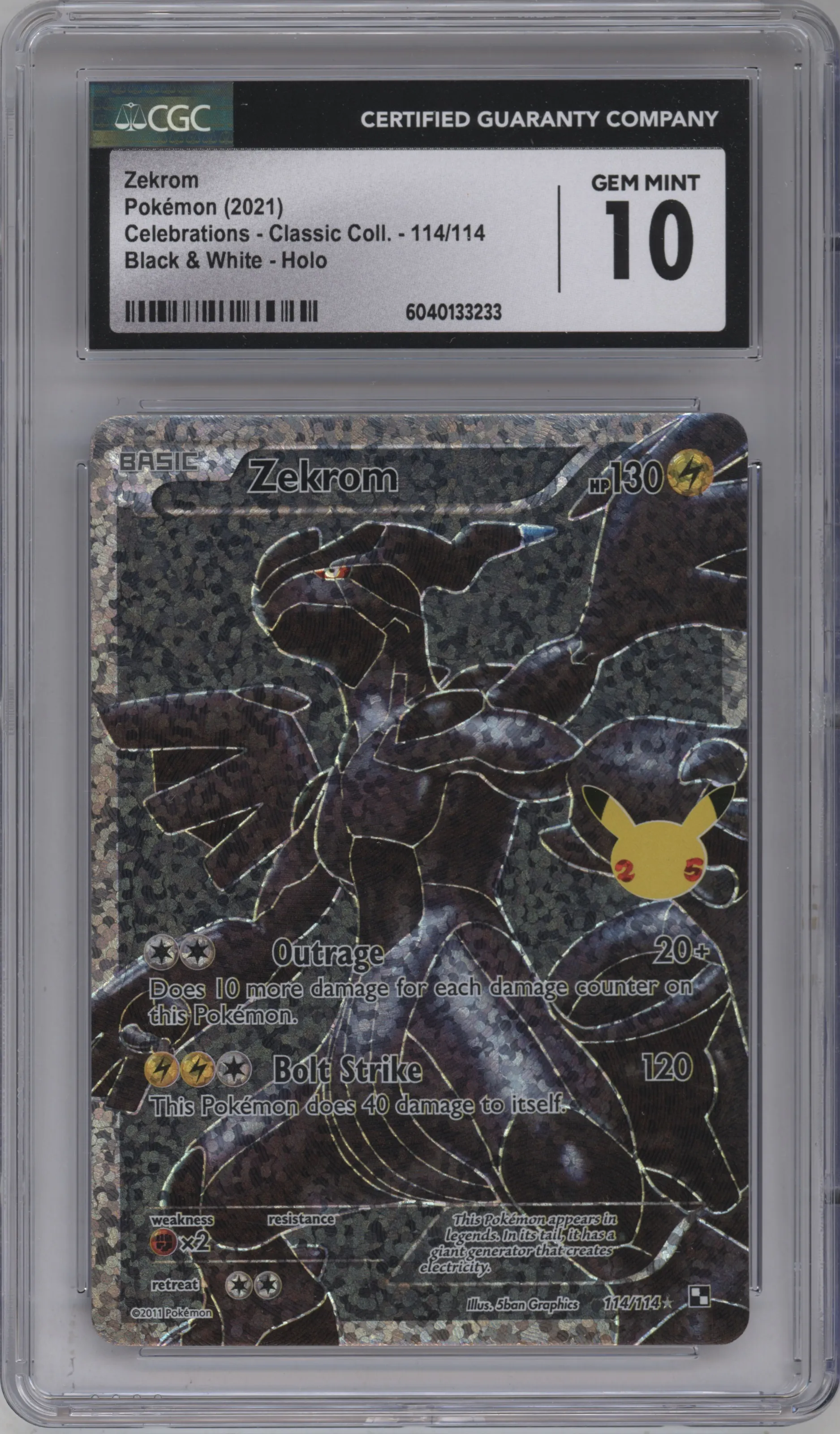 2021 Pokemon SWSH Celebrations CC Zekrom Black & White #114 CGC 10