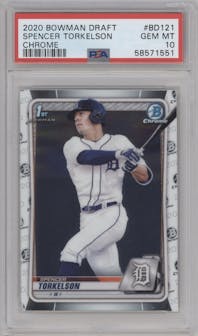 Spencer Torkelson from the 2020 Bowman Draft set graded by PSA and given an overall grade of 10.