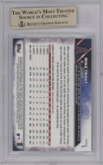 Mike Trout from the 2016 Topps Chrome Sapphire Edition set graded by Beckett and given an overall grade of 10.