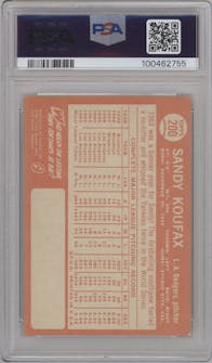 Sandy Koufax from the 1964 Topps set graded by PSA and given an overall grade of 5.