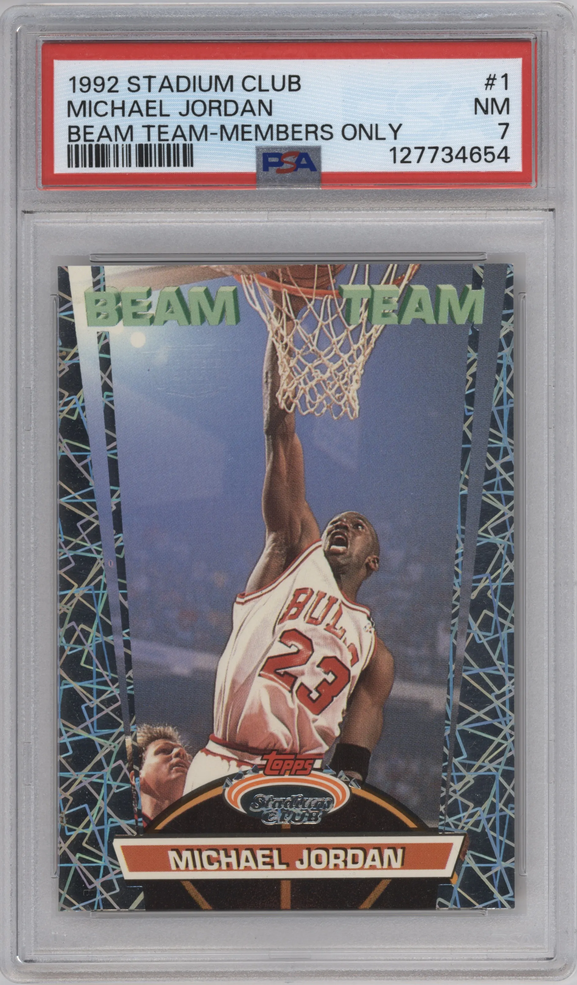 1992 Topps Stadium Club Beam Team Michael Jordan Members Only #1 PSA 7