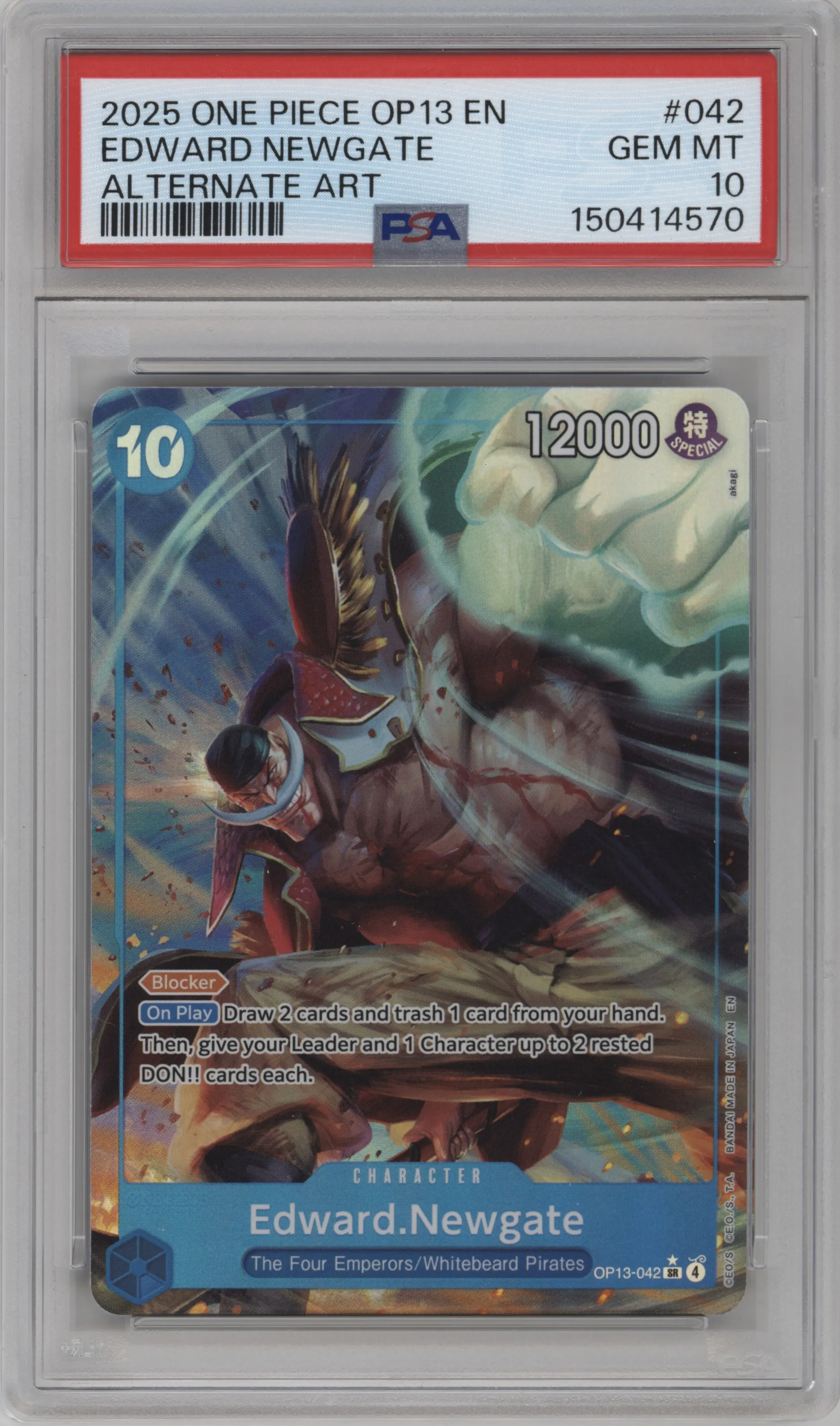 2025 One Piece Carrying On His Will Edward.Newgate Alternate Art SR #OP13-042 SR PSA 10