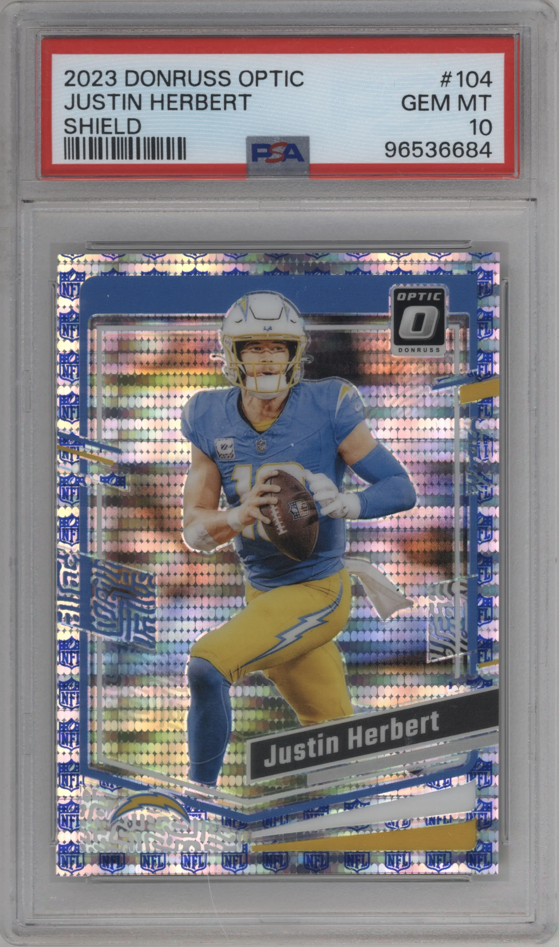 2023 Donruss Optic Justin Herbert Shield #104 PSA 10