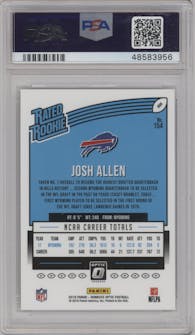 Josh Allen from the 2018 Panini Donruss Optic set graded by PSA and given an overall grade of 10.