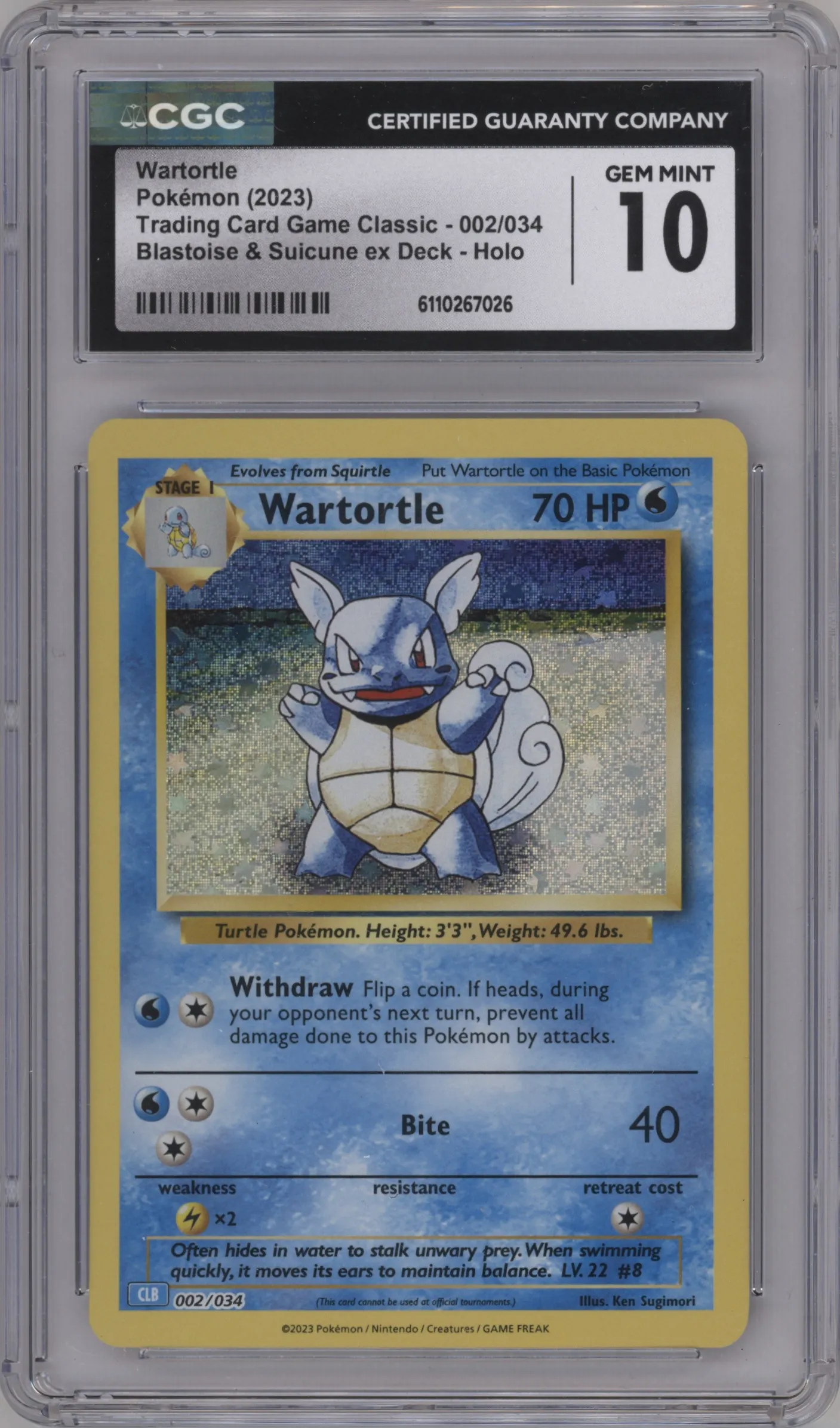 2023 Pokemon CLB Wartortle CGC 10