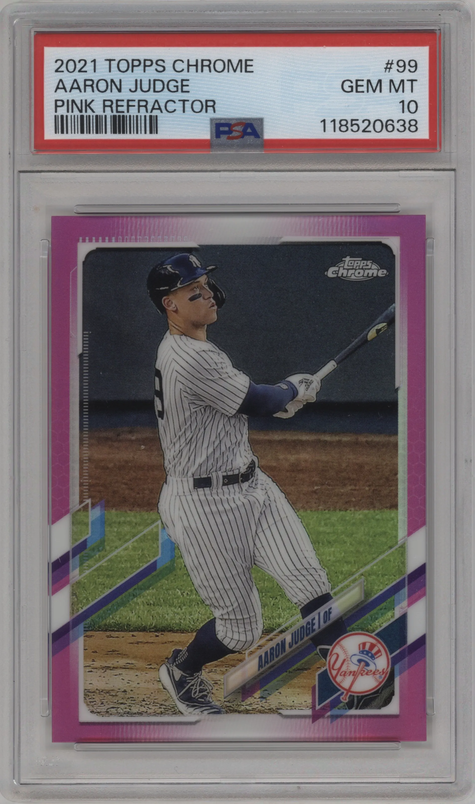 2021 Topps Chrome Aaron Judge Pink Refractor #99 PSA 10