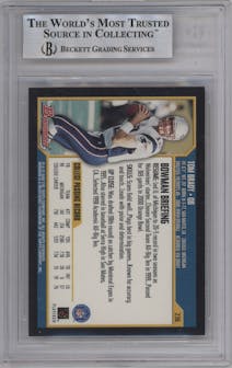 Tom Brady from the 2000 Bowman set graded by Beckett and given an overall grade of 8.5.
