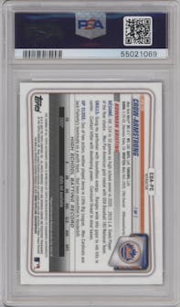 Pete Crow-Armstrong from the 2020 Bowman Draft set featuring a Refractor parallel graded by PSA and given an overall grade of 10.