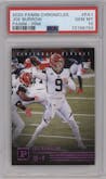 Joe Burrow from the 2020 Panini Chronicles set featuring a Pink parallel graded by PSA and given an overall grade of 10.