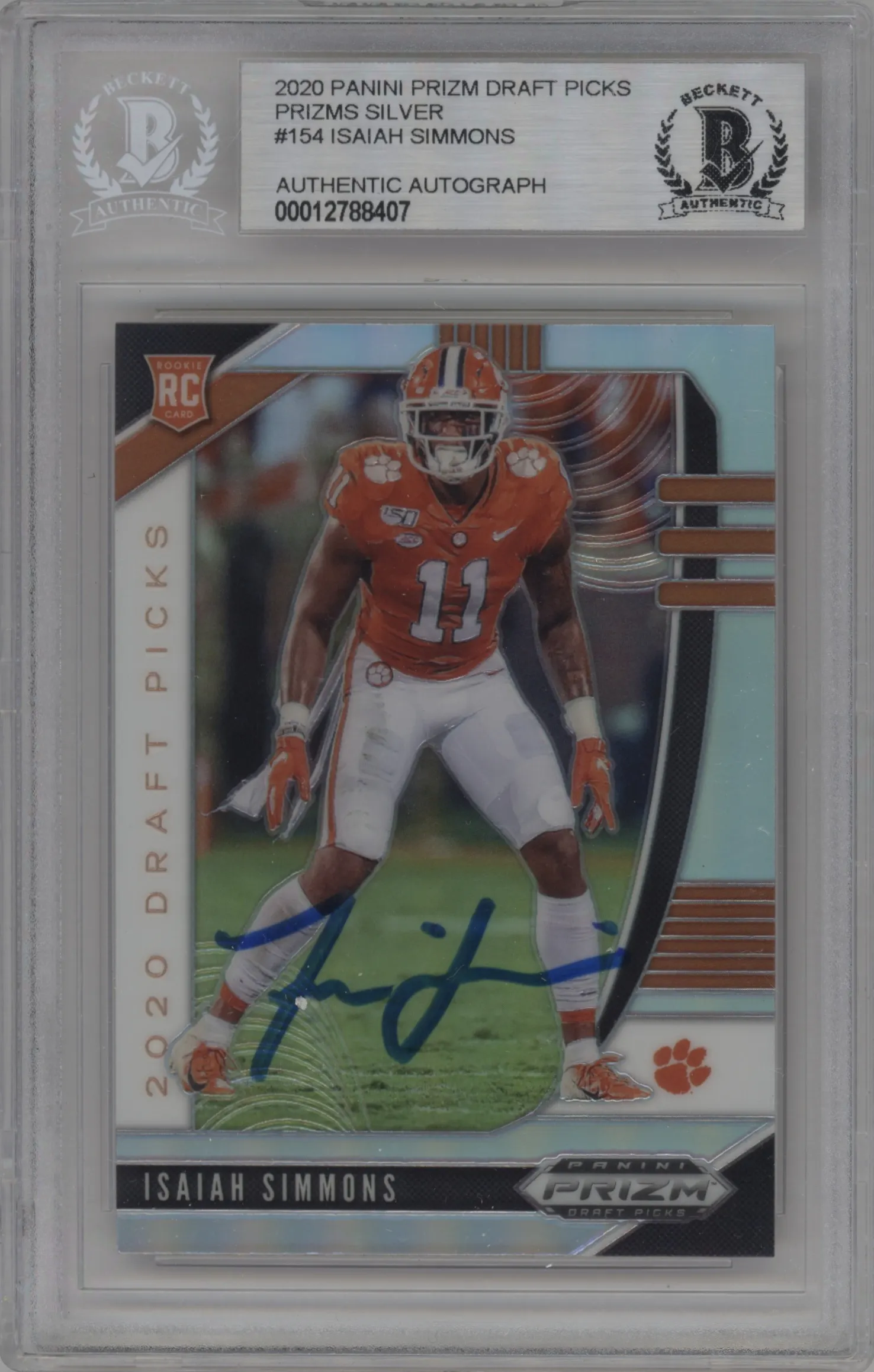 2020 Panini Prizm Draft Picks Isaiah Simmons Silver Prizm BGS AUTHENTIC BGS