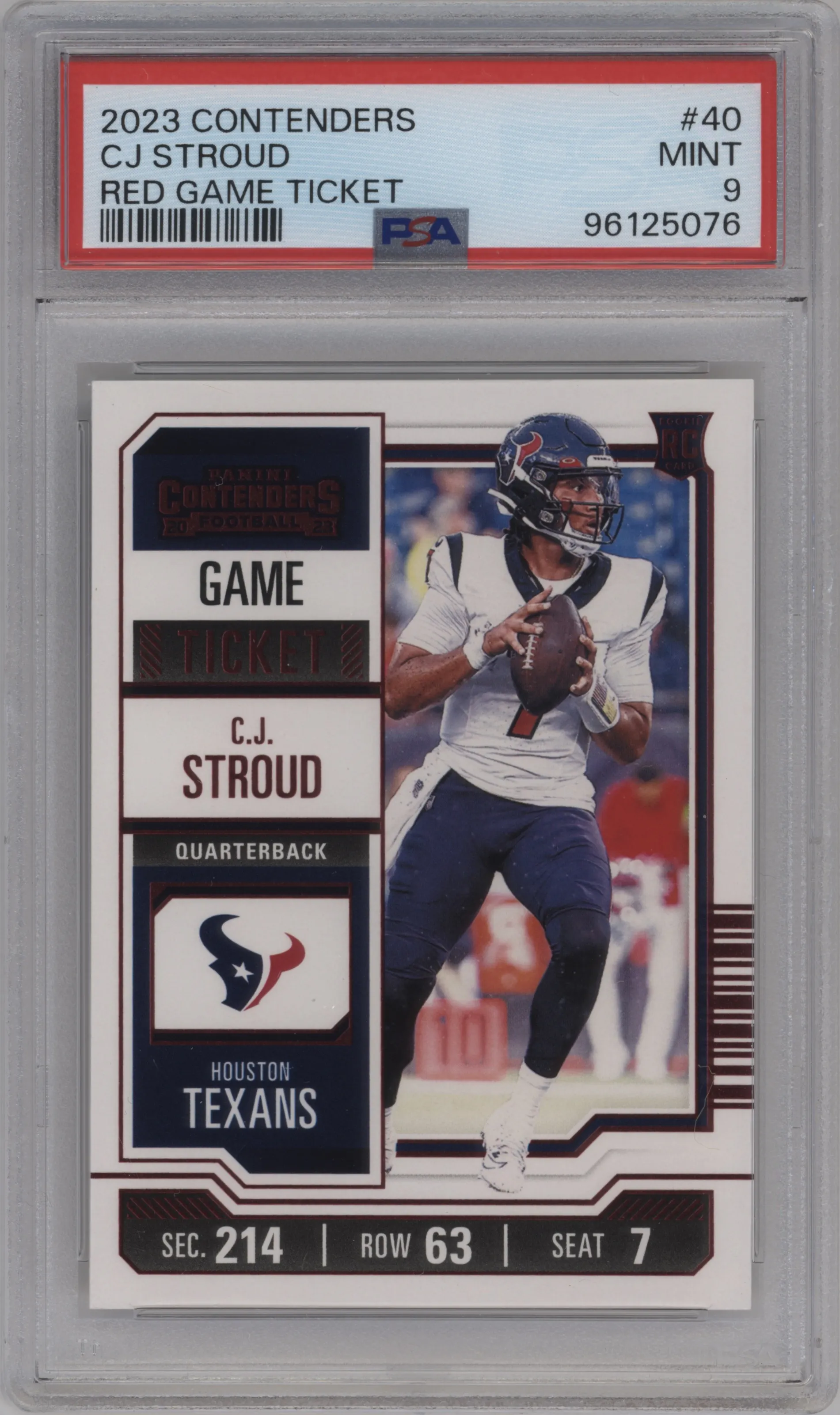 2023 Panini Contenders C.J. Stroud Game Ticket Red PSA 9