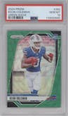 Keon Coleman from the 2024 Panini Prizm set featuring a Green Wave parallel graded by PSA and given an overall grade of 10.