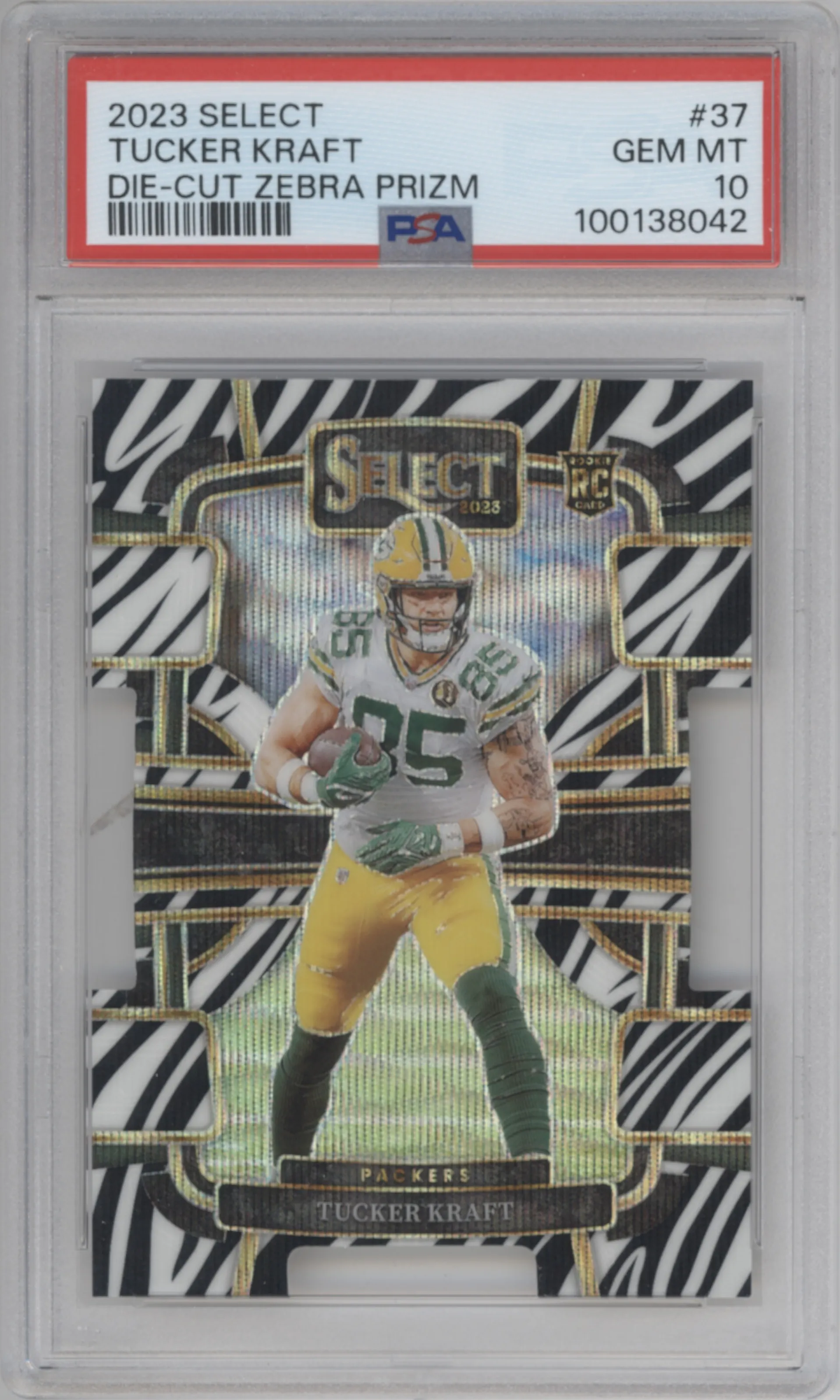 2023 Panini Select Tucker Kraft Die-Cut Zebra Prizm #37 PSA 10