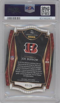 Joe Burrow from the 2020 Panini Select set featuring a Die-Cut Tie-Dye parallel graded by PSA and given an overall grade of 10.