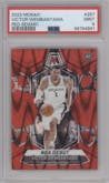 Victor Wembanyama from the 2023-24 Panini Mosaic set featuring a Red Seismic parallel graded by PSA and given an overall grade of 9.